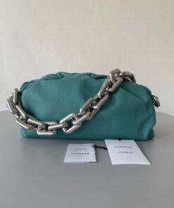 Replica Bottega Veneta The Chain Pouch Bag In Lake Green Calfskin