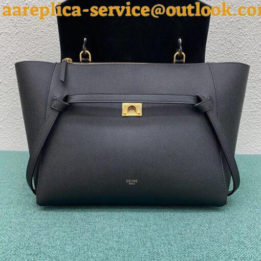 Replica Celine Belt Mini Bag In Black Grained Calfskin 5