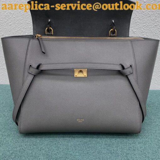 Replica Celine Belt Mini Bag In Grey Grained Calfskin