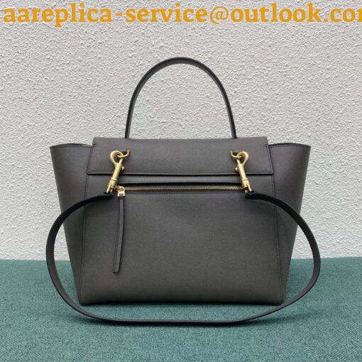 Replica Celine Belt Mini Bag In Grey Grained Calfskin 3