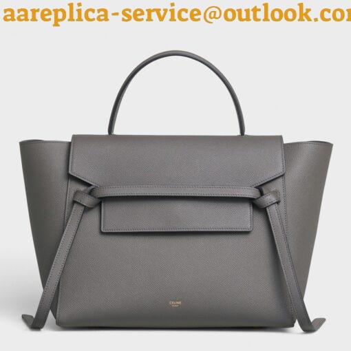 Replica Celine Belt Mini Bag In Grey Grained Calfskin 7