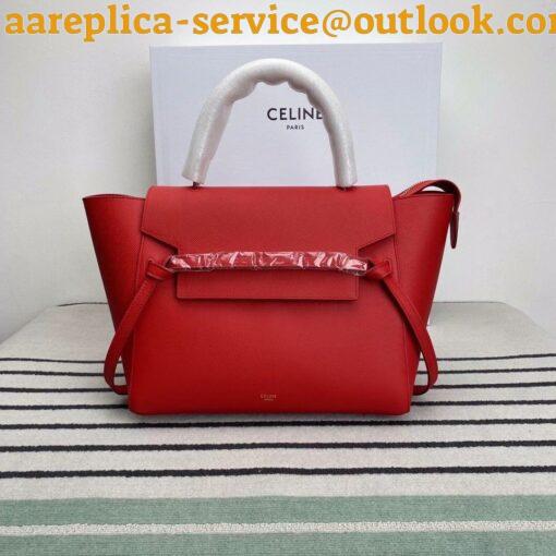 Replica Celine Belt Mini Bag In Red Grained Calfskin 4