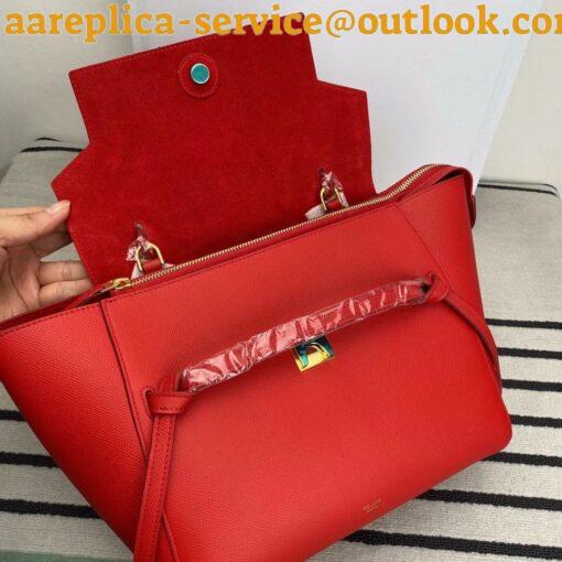 Replica Celine Belt Mini Bag In Red Grained Calfskin 5