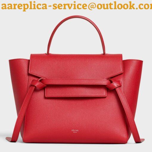 Replica Celine Belt Mini Bag In Red Grained Calfskin 9