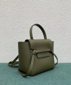 Replica Celine Belt Nano Bag In Army Green Grained Calfskin