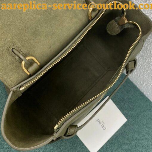 Replica Celine Belt Nano Bag In Army Green Grained Calfskin 5