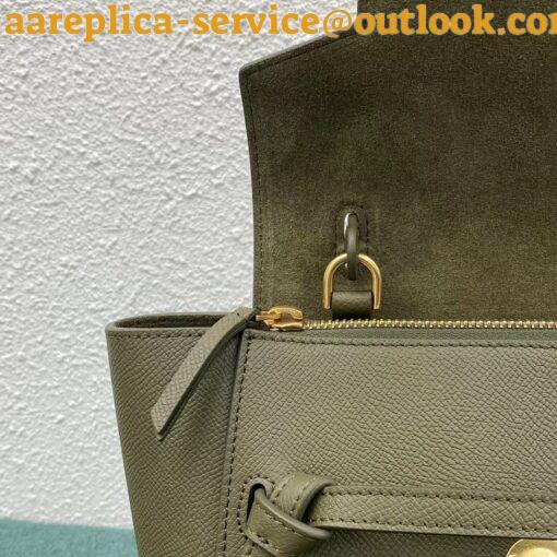 Replica Celine Belt Nano Bag In Army Green Grained Calfskin 6