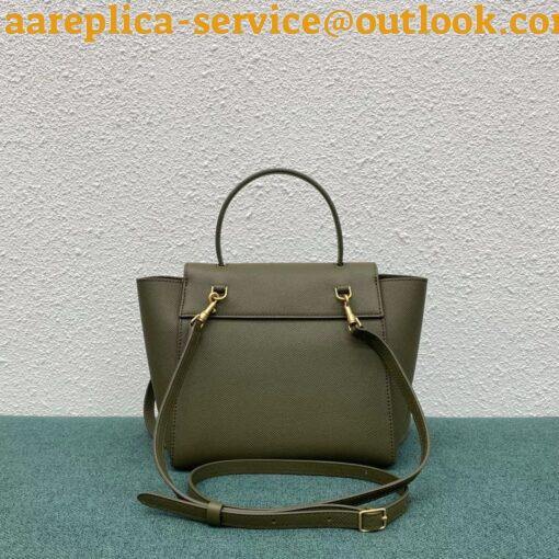 Replica Celine Belt Nano Bag In Army Green Grained Calfskin 11