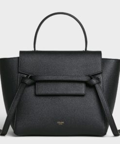 Replica Celine Belt Nano Bag In Black Grained Calfskin