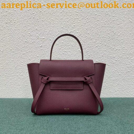 Replica Celine Belt Nano Bag In Bordeaux Grained Calfskin