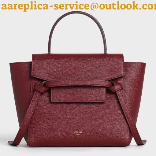 Replica Celine Belt Nano Bag In Bordeaux Grained Calfskin 5