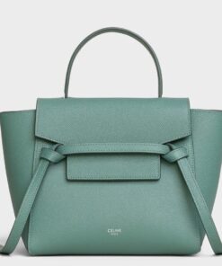 Replica Celine Belt Nano Bag In Celadon Grained Calfskin