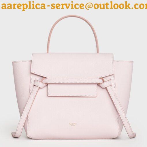 Replica Celine Belt Nano Bag In Pale Pink Grained Calfskin