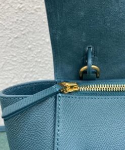 Replica Celine Belt Nano Bag In Prussian Blue Grained Calfskin