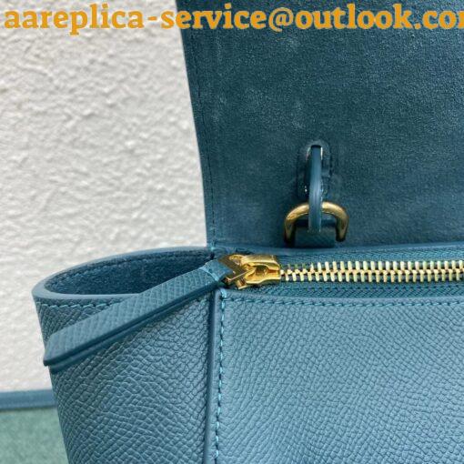 Replica Celine Belt Nano Bag In Prussian Blue Grained Calfskin