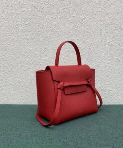 Replica Celine Belt Nano Bag In Red Grained Calfskin