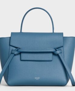 Replica Celine Belt Nano Bag In Slate Blue Grained Calfskin