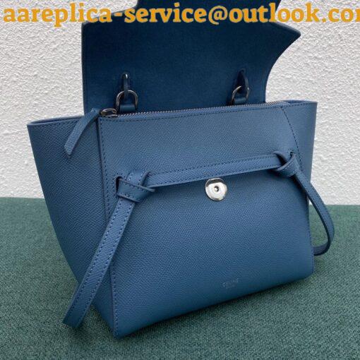 Replica Celine Belt Nano Bag In Slate Blue Grained Calfskin 7