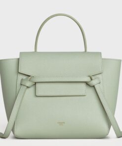 Replica Celine Belt Nano Bag In Vert D’eau Grained Calfskin