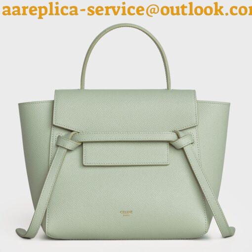 Replica Celine Belt Nano Bag In Vert D’eau Grained Calfskin