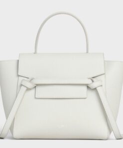 Replica Celine Belt Nano Bag In White Grained Calfskin