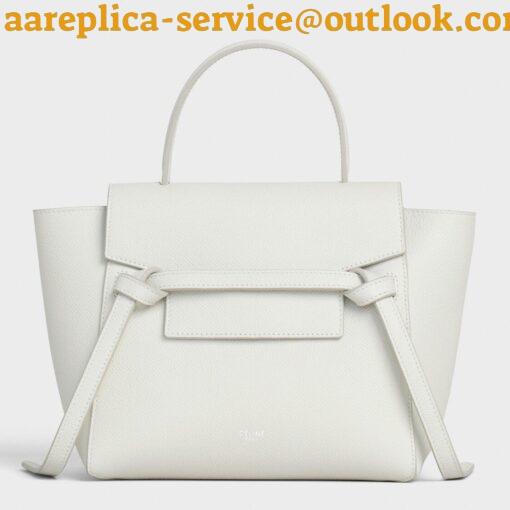 Replica Celine Belt Nano Bag In White Grained Calfskin