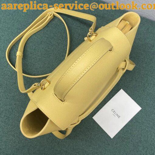 Replica Celine Belt Nano Bag In Yellow Grained Calfskin 14