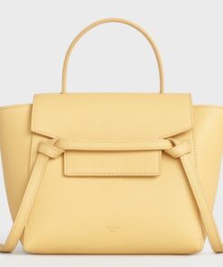 Replica Celine Belt Nano Bag In Yellow Grained Calfskin