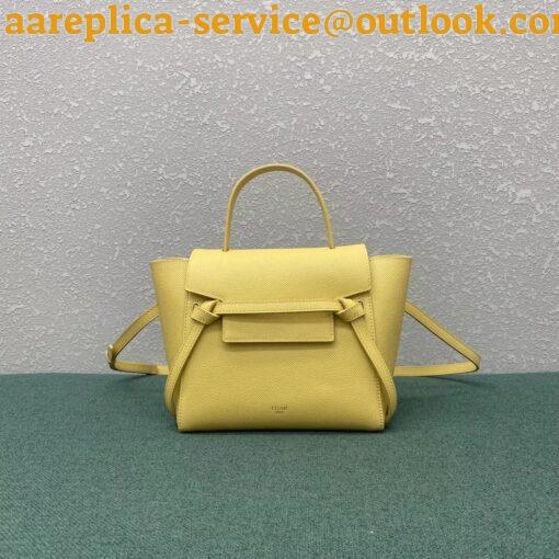 Replica Celine Belt Nano Bag In Yellow Grained Calfskin 3