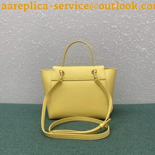 Replica Celine Belt Nano Bag In Yellow Grained Calfskin 4