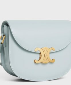 Replica Celine Besace Clea Bag in Light Blue Shiny Calfskin