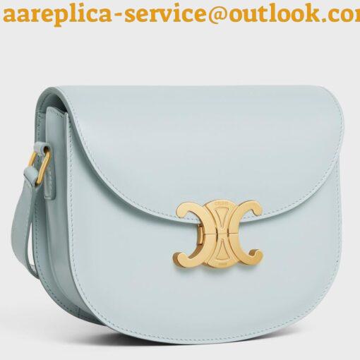 Replica Celine Besace Clea Bag in Light Blue Shiny Calfskin