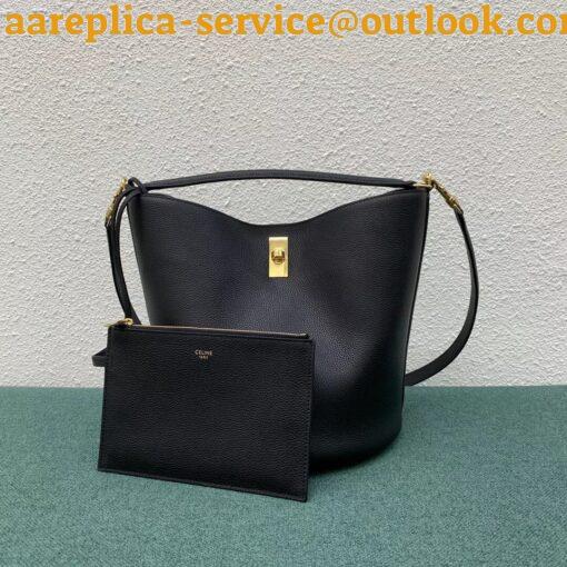 Replica Celine Bucket 16 Bag In Black Grained Calfskin 18