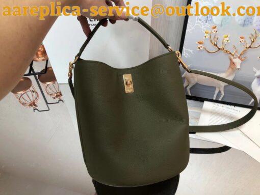 Replica Celine Bucket 16 Bag In Dark Olive Grained Calfskin 14