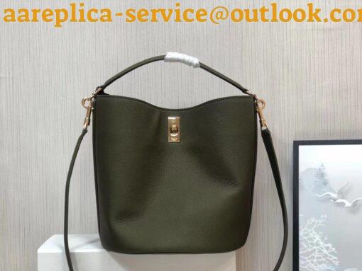 Replica Celine Bucket 16 Bag In Dark Olive Grained Calfskin 15