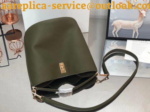 Replica Celine Bucket 16 Bag In Dark Olive Grained Calfskin 17