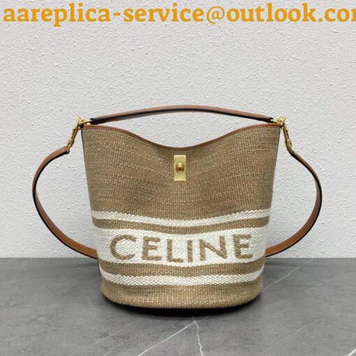 Replica Celine Bucket 16 Bag In Textile with Celine Logo 35