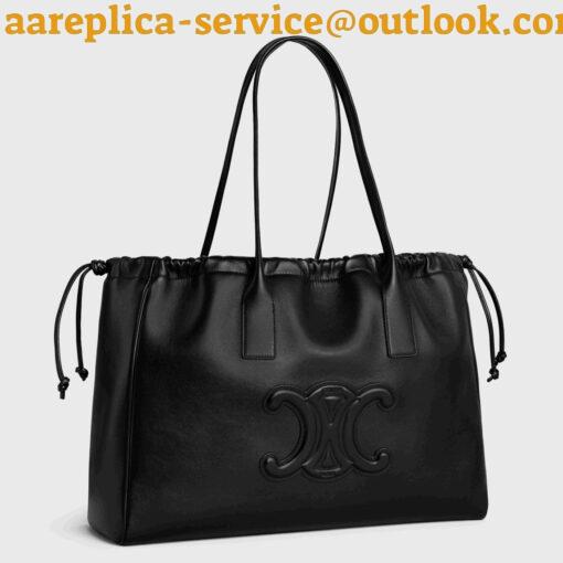 Replica Celine Cabas Drawstring Cuir Triomphe Bag in Black Calfskin