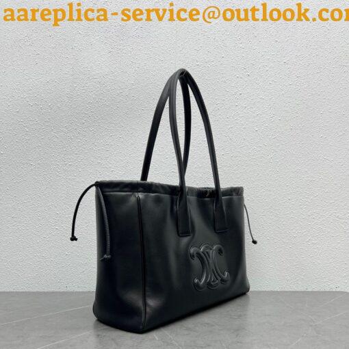 Replica Celine Cabas Drawstring Cuir Triomphe Bag in Black Calfskin 8