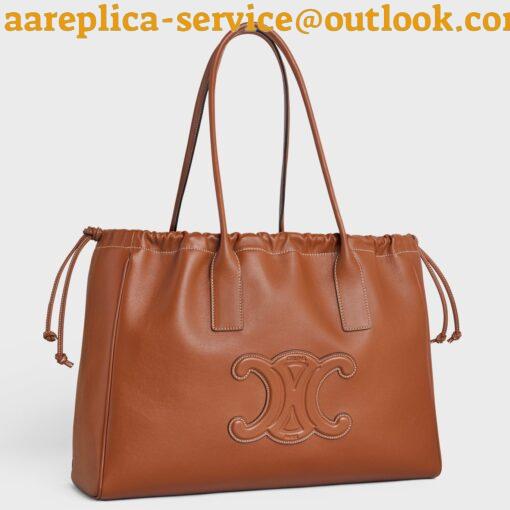 Replica Celine Cabas Drawstring Cuir Triomphe Bag in Brown Calfskin