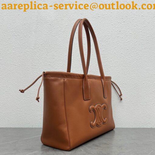 Replica Celine Cabas Drawstring Cuir Triomphe Bag in Brown Calfskin 3