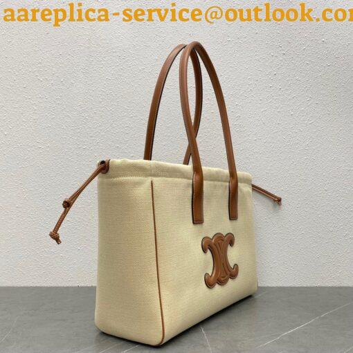 Replica Celine Cabas Drawstring Cuir Triomphe Bag in Canvas 5