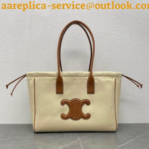 Replica Celine Cabas Drawstring Cuir Triomphe Bag in Canvas 8