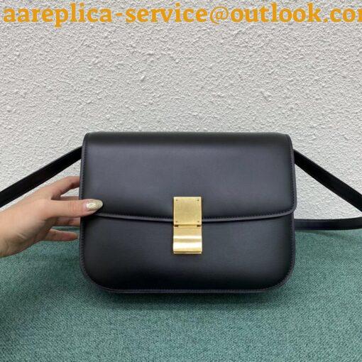 Replica Celine Classic Box Medium Bag In Black Box Calfskin 9