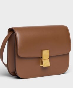 Replica Celine Classic Box Medium Bag In Camel Liege Calfskin