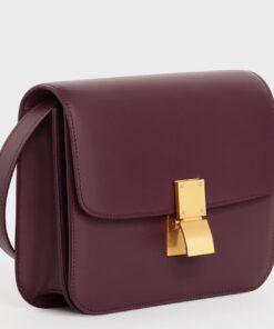 Replica Celine Classic Box Teen Bag In Burgundy Box Calfskin