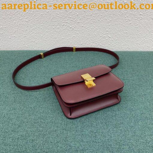 Replica Celine Classic Box Teen Bag In Burgundy Box Calfskin 4