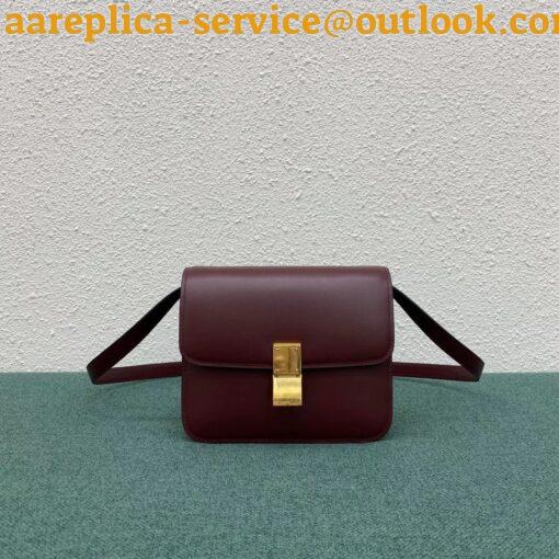 Replica Celine Classic Box Teen Bag In Burgundy Box Calfskin 8