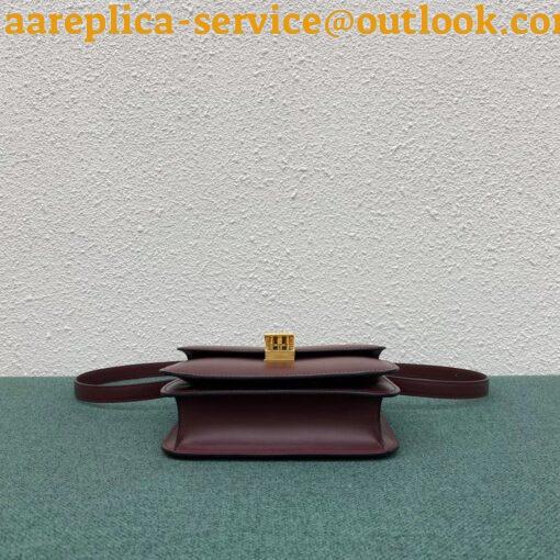 Replica Celine Classic Box Teen Bag In Burgundy Box Calfskin 9