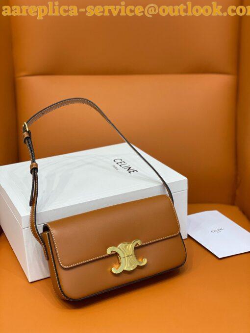 Replica Celine Claude Shoulder Bag in Brown Calfskin 9